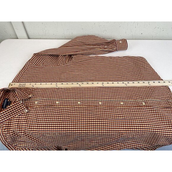 Lands End Men’s 17-34 Plaid Long Sleeve Button Down Red Yellow White Blue - Picture 6 of 6